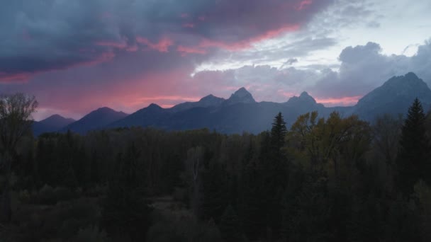 Gyönyörű Naplemente Felett Teton Mountain Range Grand Teton Nemzeti Park — Stock videók