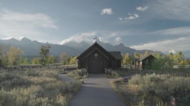 Grand Teton Ulusal Parkı Wyoming 'deki St. John' s Episkopal Kilisesi Kilisesi Kilisesi, ABD