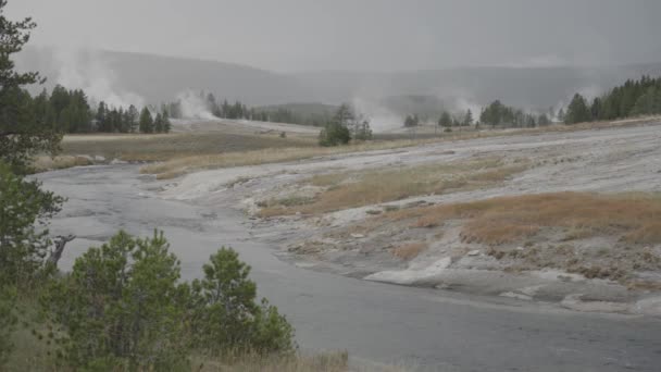 Bovengeiser Bekken Van Supervulkaan Yellowstone National Park Wyoming — Stockvideo