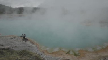 Süpervolkan Yellowstone Ulusal Parkı Wyoming 'deki Bisküvi Havzası Gayzer Aktif Hidrotermal Alanı