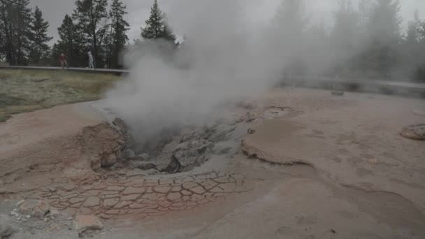 Fuente Paint Pot Trail Aguas Termales Géiser Parque Nacional Supervolcán — Vídeo de stock