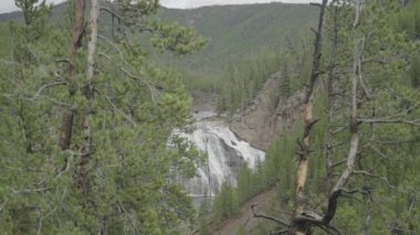 Gibbon Şelalesi Yellowstone Ulusal Parkı Wyoming Yavaş Hareketi 'nde