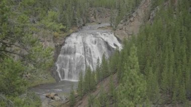 Gibbon Şelalesi Yellowstone Ulusal Parkı Wyoming Yavaş Hareketi 'nde