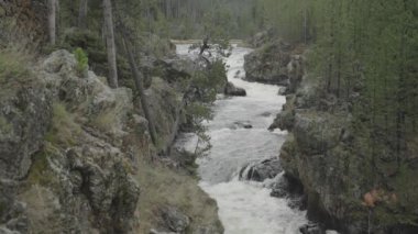 Yellowstone Ulusal Parkı 'ndaki Firehole Falls Şelalesi Wyoming Yavaş Hareketi