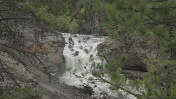 Cascata Delle Cascate Dei Fori Fuoco Nel Parco Nazionale Yellowstone — Video Stock