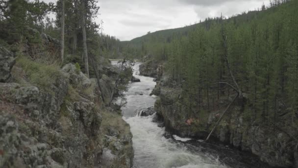 Firehole Falls Cascades Καταρράκτης Στο Yellowstone Εθνικό Πάρκο Wyoming Αργή — Αρχείο Βίντεο