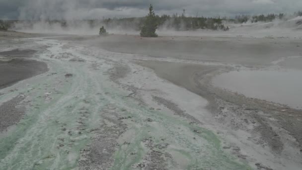 Бассейн Норриса Гейзера Йеллоустонском Национальном Парке — стоковое видео