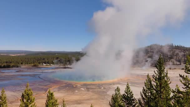 Grand Prismatic Spring Yellowstone National Park Wyoming Maior Fonte Termal — Vídeo de Stock
