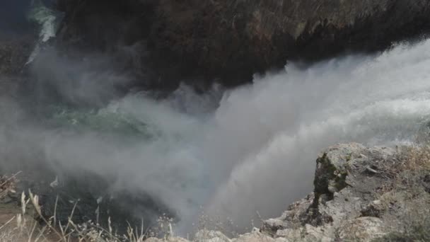 Blick Auf Den Wasserfall Brink Lower Falls Und Den Yellowstone — Stockvideo