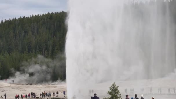 Wyoming Usa Circa 2022 Bienenstock Geysir Bricht Oberen Geysir Becken — Stockvideo