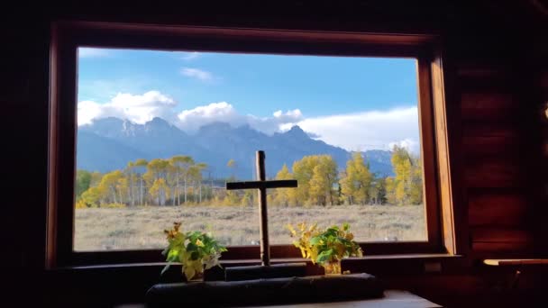 Wyoming Septiembre 2022 Santa Cruz Capilla Transfiguración Iglesia Episcopal San — Vídeo de stock