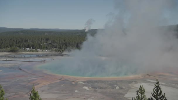 옐로스톤 공원의 그랜드 프리스 스프링 Grand Prismatic Spring 미국의 와이오밍 — 비디오