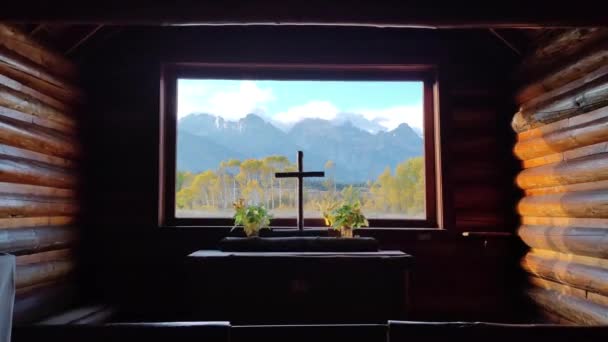 Wyoming Stati Uniti Settembre 2022 Santa Croce Nella Cappella Della — Video Stock