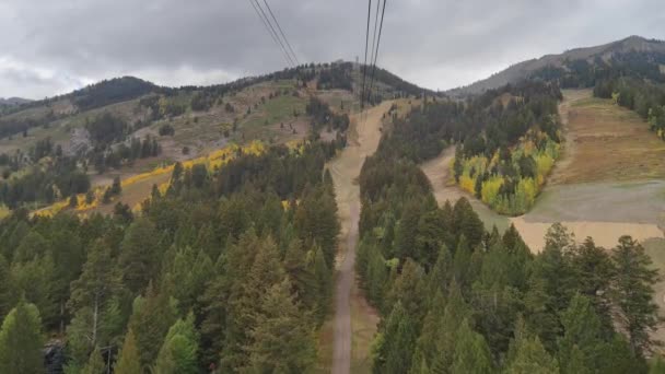 Jackson Hole Aerial Tram Bridger Gondola Rijdt Teton Village Naar — Stockvideo