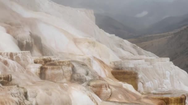 Canarische Lente Mammoet Hot Springs Een Heuvel Van Travertijn Yellowstone — Stockvideo