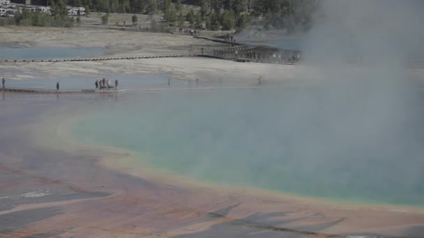 Grand Prismatic Άνοιξη Στο Yellowstone Εθνικό Πάρκο Wyoming Μεγαλύτερη Θερμή — Αρχείο Βίντεο