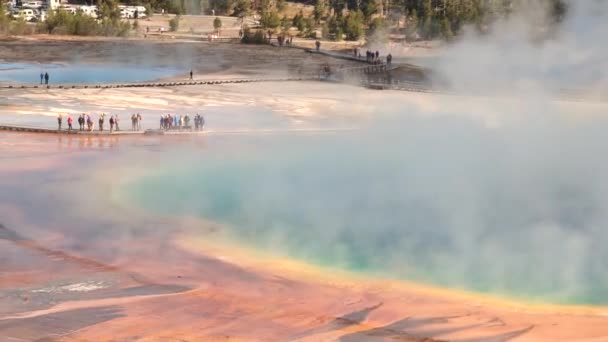 Grand Prismatic Spring Yellowstone National Park Wyoming Largest Hot Spring — Stock Video