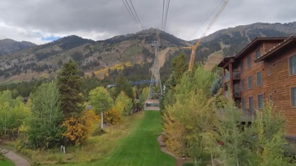 Jackson Hole Légi Villamos Bridger Gondola Rides Teton Village Top — Stock videók