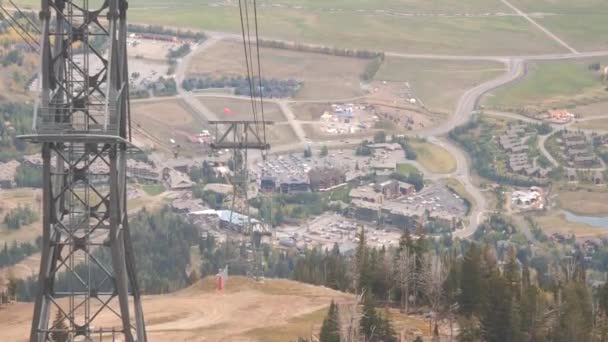 Jackson Hole Aerial Tram Bridger Gondola Rides Teton Village Top — Video Stock