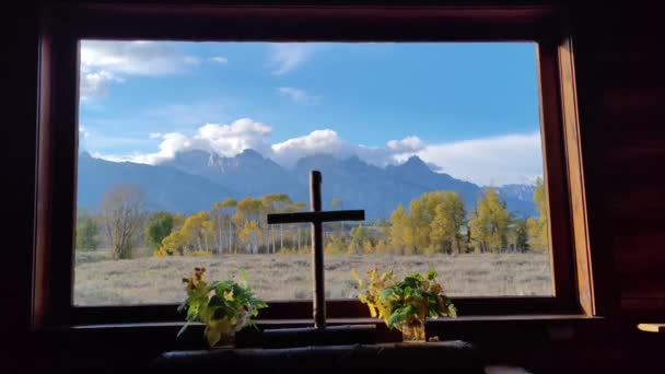 Wyoming États Unis Septembre 2022 Sainte Croix Dans Chapelle Transfiguration — Video