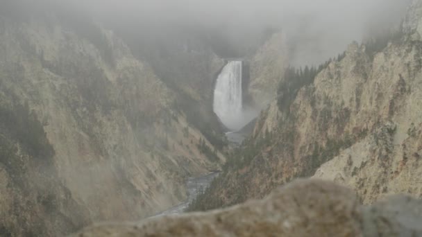 Lower Falls Waterfall Yellowstone River Grand Canyon Yellowstone National Park — Stock video