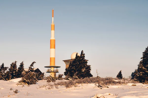 Antena Alta Nas Montanhas Durante Pôr Sol — Fotografia de Stock