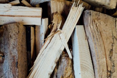 Kış için odun yığını, kapatın.