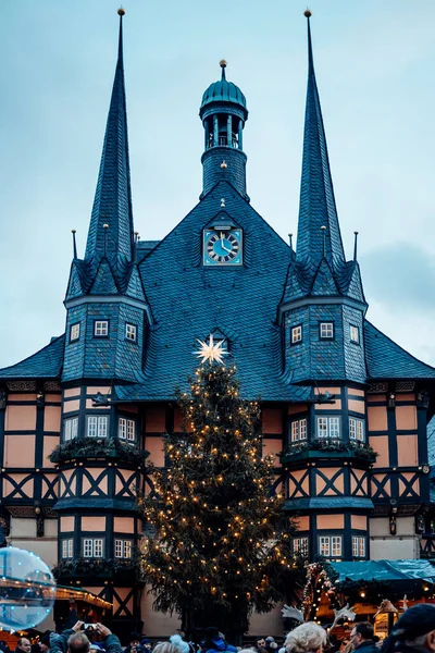 Wernigerode Δημαρχείο Χριστουγεννιάτικο Δέντρο — Φωτογραφία Αρχείου