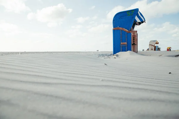 Blå Strandstol Den Stora Stranden Amrum — Stockfoto