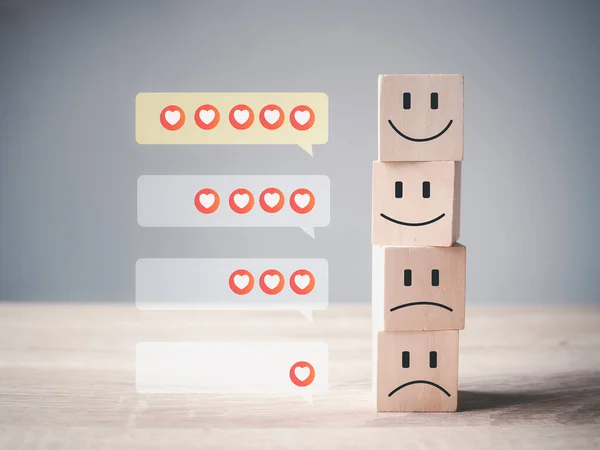 Consumer feedback concept. opinion customer satisfaction evaluation Smiley Emoji, Happy Customer, Good Service, Positive Rating, Happy Service, Five heart Service