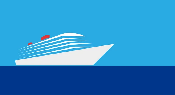 Wit Cruiseschip Kalme Zee Vector Illustratie Eenvoudige Achtergrond Met Kopieerruimte — Stockvector