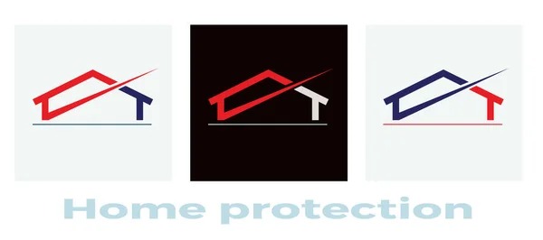 Home Projekt Szablonów Logo Ochrona Domu Zestaw Ilustracji Wektora — Wektor stockowy