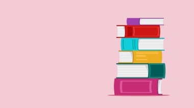 Bir yığın kitap. Kopya alanı ile vektör illüstrasyonu