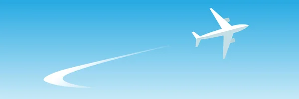 Поворачивает Самолет Летящий Голубом Небе Делает Поворот Поминками Векторное Знамя — стоковый вектор