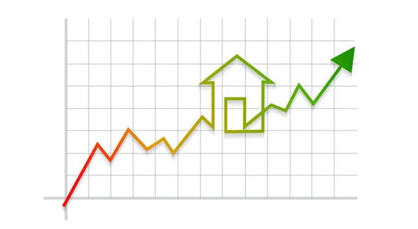 Gráfico Desempenho Mercado Imobiliário Bolsa Valores Crescimento Otimismo Investimento Aumento —  Vetores de Stock