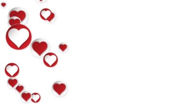 Sevgililer Günü için Kalp Geçmişi. Hareketli kalpleri olan hareketli beyaz arkaplan.