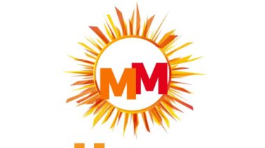 Yaz kelimesi. Şablon için animasyon çizimi. Soyut güneş, metin ile dönen güneş ışınları, düz tasarımda boş arkaplan. Görüntüleri döndür