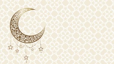 Ramazan kareem selamlama şablonu İslami hilal, arka plan. Animasyon çizimi. Görüntüleri döndür