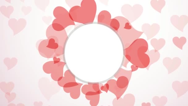 Серце День Святого Валентина Анімований Білий Фон Серцями Русі — стокове відео
