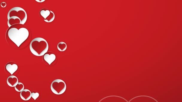 Fondo Del Corazón Para Día San Valentín Fondo Rojo Animado — Vídeo de stock