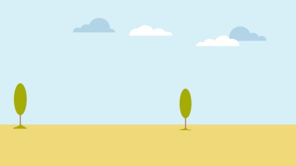 Plantando Árboles Desierto Reforestación Planeta Creación Huerto Ilustración Animada Diseño — Vídeos de Stock