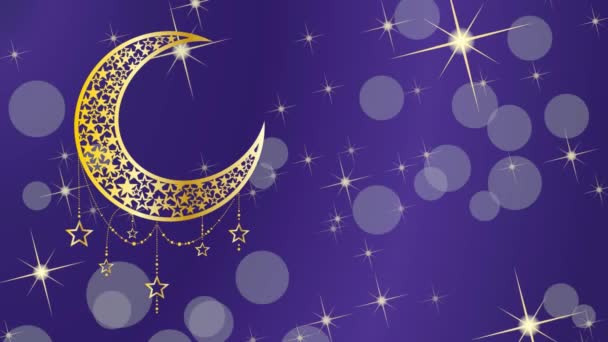 Ramadan Kareem Modèle Salutation Croissant Islamique Fond Illustration Animée Images — Video