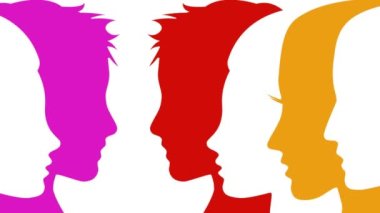 Kalabalık yürüyor ve karşıya geçiyor. İşçi grubu, şeffaflık içinde insanlar. 2 boyutlu animasyon. Kamera görüntüsü 4k