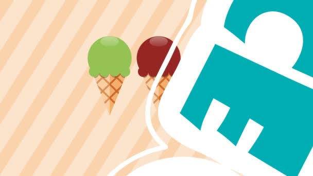 Introducción Lista Helados Fondo Animado Estilo Retro Con Espacio Para — Vídeos de Stock