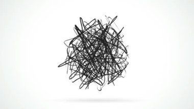 Yün bir yarığın karalaması. Animasyon illüstrasyon, karmaşa ve ipliklerin düzensizliği