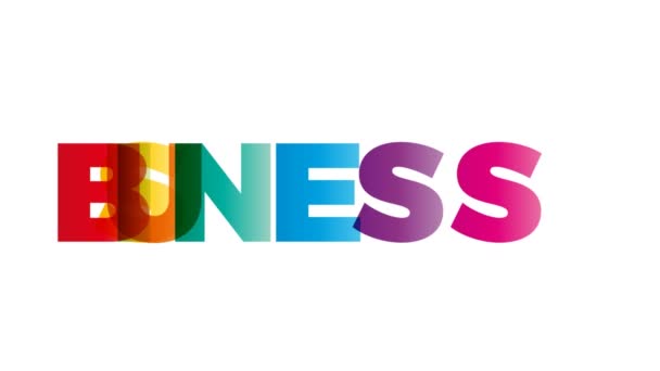Palavra Negócios Banner Animado Com Texto Colorido Arco Íris — Vídeo de Stock