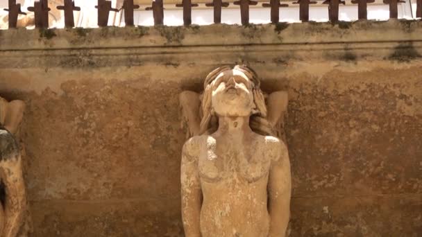 Sizilien Noto Stadt Das Barockwunder Unesco Weltkulturerbe Detail Des Balkons — Stockvideo