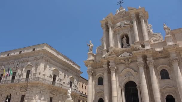 Сиракузи Сицилія Площа Дуомо Собор Кадри — стокове відео