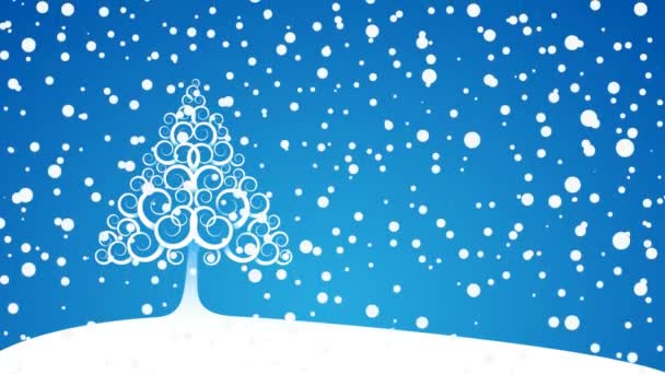 Schneefall Den Bergen Schneeflocken Fallen Auf Den Wald Animation Eines — Stockvideo