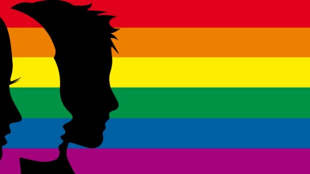 Κινούμενοι Άνθρωποι Ουράνιο Τόξο Ειρήνη Gay Υπερηφάνεια Παρέλαση Έννοια Δικαιώματα — Αρχείο Βίντεο